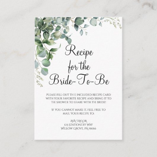 D'accompagnement Carte de recette de mariage à feuillage (Devant)
