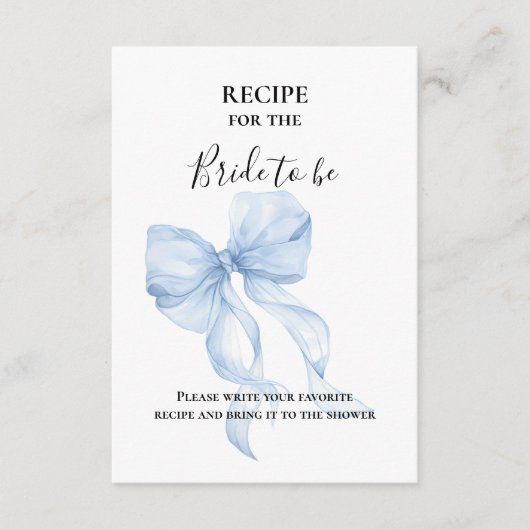 D'accompagnement Carte de recette de mariage avec ruban bleu (Devant)