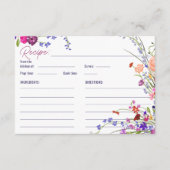D'accompagnement Carte de recette de mariage floral peint à la main (Devant)