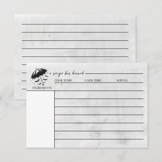 D'accompagnement Carte de recette de parapluie de douche (Devant / Derrière)