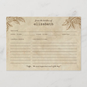 D'accompagnement Carte de recette de Plante de café rustique modern