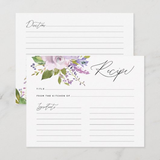 D'accompagnement Carte de recette de script de calligraphie de flor (Devant / Derrière)