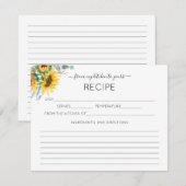 D'accompagnement Carte de recette de tournesol d'aquarelle (Devant / Derrière)