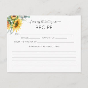 D'accompagnement Carte de recette de tournesol d'aquarelle