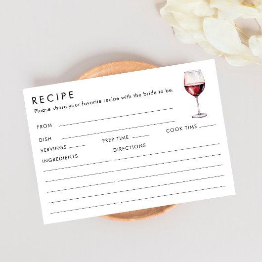 D'accompagnement Carte de recette Fête des mariées à thème à vin do