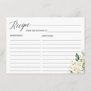 D'accompagnement Carte de recette Fête des mariées Florale Roses bl