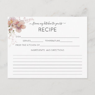 D'accompagnement Carte de recette florale rose Aquarelle