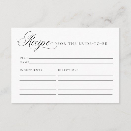 D'accompagnement Carte de recette Perles pour la future mariée (Dos)