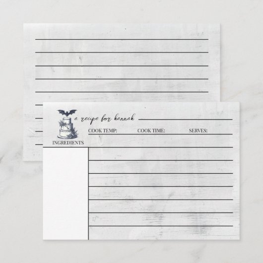 D'accompagnement Carte de recette pour gâteau chauve-souris (Devant / Derrière)