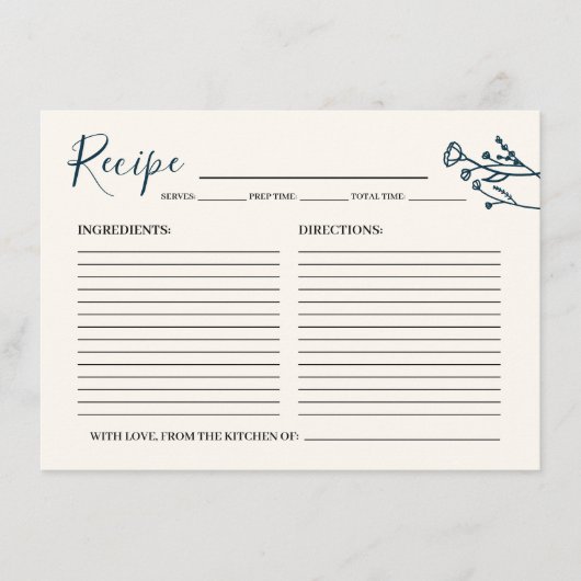 D'accompagnement Carte de recette pour la mariée Fleur sauvage rust (Devant)