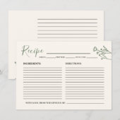 D'accompagnement Carte de recette pour la mariée Rustique Fleur sau (Devant / Derrière)