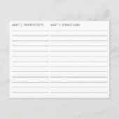 D'accompagnement Carte de recette pour mariée du marché des fermier (Dos)