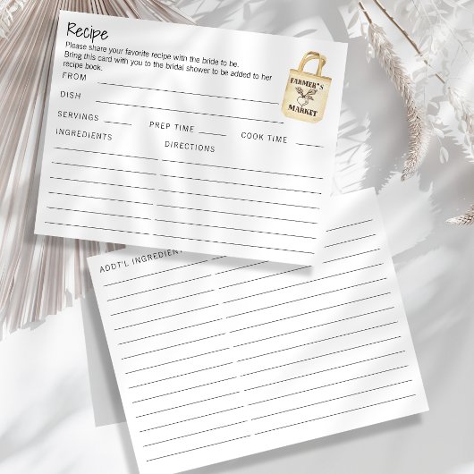 D'accompagnement Carte de recette pour mariée du marché des fermier