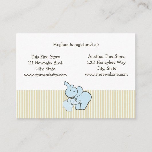D'accompagnement Carte de registre baby shower Blue Elephant Hugs (Devant)