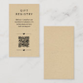D'accompagnement Carte de registre cadeau de code QR unique Inserti (Devant / Derrière)