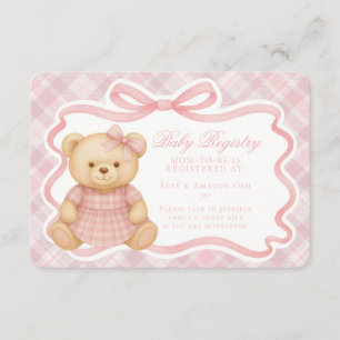 D'accompagnement Carte de registre de bébé à l'ours à noeud coquet