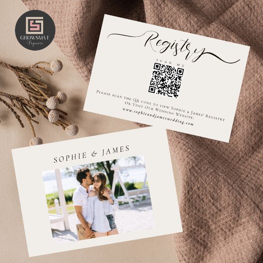 D'accompagnement Carte de registre de mariage avec photo et QR code
