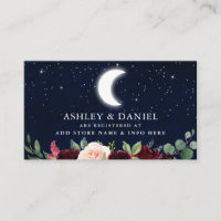 Carte de registre de mariage floral lune étoiles c