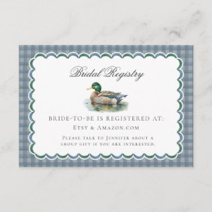 D'accompagnement Carte de Registre de Mariage Gingham Chasse Canard