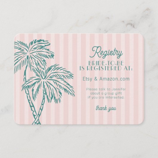 D'accompagnement Carte de registre de plage pastel Pink Palm Spring (Devant)
