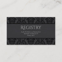 Carte de registre Mariage damassé noire et grise