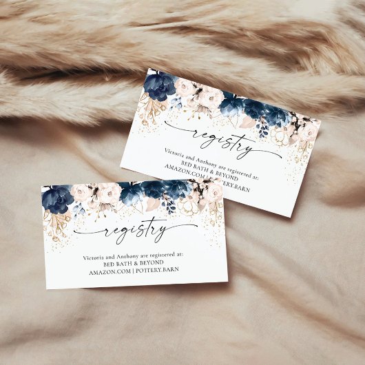 D'accompagnement Carte de registre Navy Blue et Dusty Rose