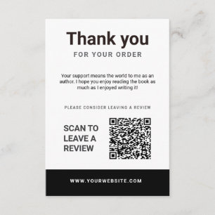 D'accompagnement Carte de remerciement à l'auteur incluse Demande d