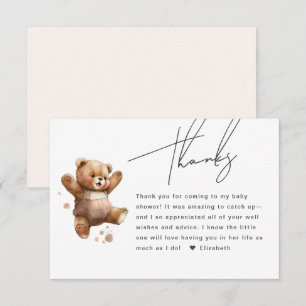 D'accompagnement Carte de remerciement de Baby Shower Ourson Mignon