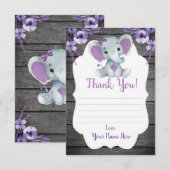 D'accompagnement Carte de remerciement fille éléphant Shower fleurs (Devant / Derrière)