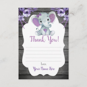 D'accompagnement Carte de remerciement fille éléphant Shower fleurs