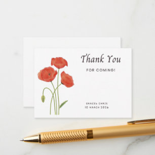 D'accompagnement Carte de remerciement minimaliste Coquelicot perso