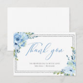 D'accompagnement Carte de remerciements Boho Blue floral argent bab (Devant / Derrière)