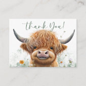 D'accompagnement Carte de remerciements de vache Highland à fleurs (Devant)