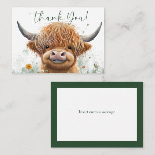 D'accompagnement Carte de remerciements de vache Highland à fleurs