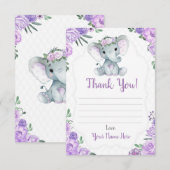 D'accompagnement Carte de remerciements douche à éléphant avec fleu (Devant / Derrière)