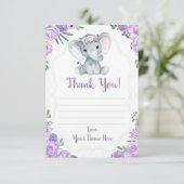 D'accompagnement Carte de remerciements douche à éléphant avec fleu (Debout devant)