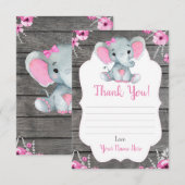 D'accompagnement Carte de remerciements douche à éléphant avec fleu (Devant / Derrière)