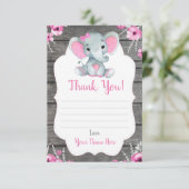 D'accompagnement Carte de remerciements douche à éléphant avec fleu (Debout devant)