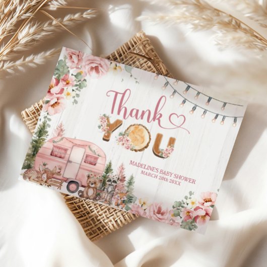 D'accompagnement Carte de remerciements en bois rose rustique