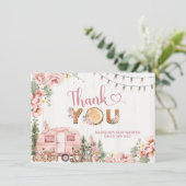 D'accompagnement Carte de remerciements en bois rose rustique (Debout devant)