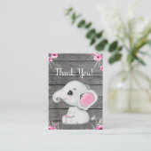 D'accompagnement Carte de remerciements fille éléphant douche rusti (Debout devant)