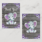 D'accompagnement Carte de remerciements fille Eléphant Douche viole (Devant / Derrière)
