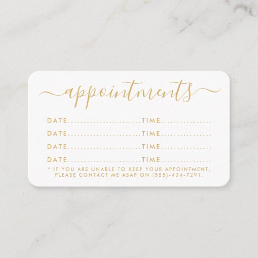 D'accompagnement Carte de rendez-vous simple Script - Or & Blanc (Devant)