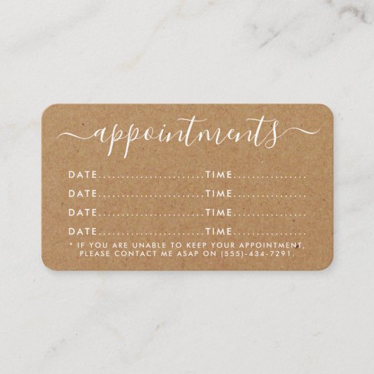 D'accompagnement Carte de rendez-vous simple Script - Rustic Kraft (Devant)