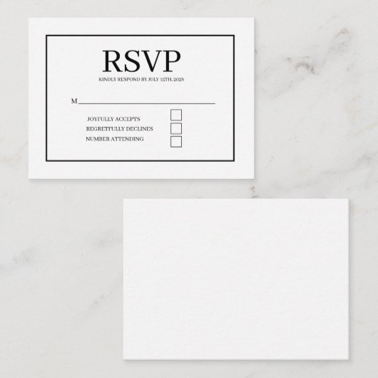 D'accompagnement Carte de Réponse (Devant / Derrière)