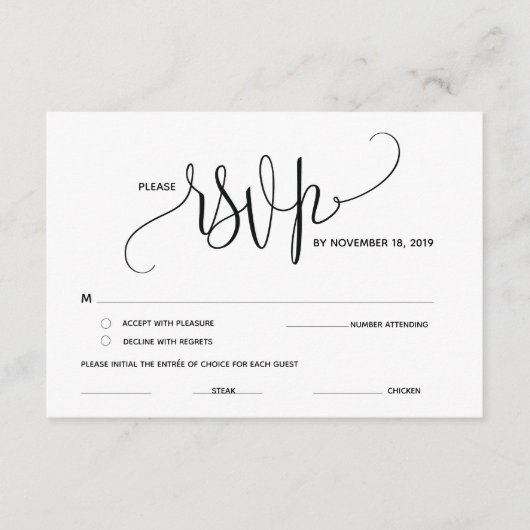 D'accompagnement Carte de réponse à l'élégance moderne (RSVP) (Devant)