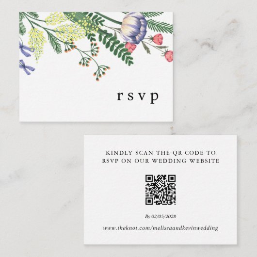 D'accompagnement Carte de réponse au code QR de RSVP de mariage (Devant / Derrière)
