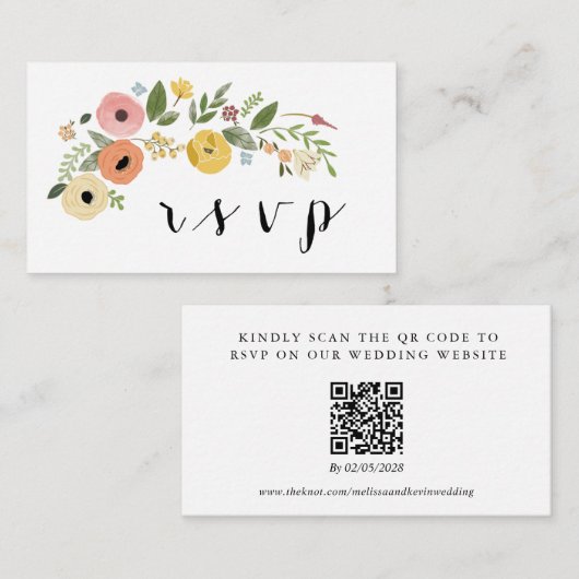 D'accompagnement Carte de réponse au code QR de RSVP de mariage (Devant / Derrière)