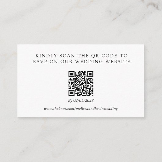 D'accompagnement Carte de réponse au code QR de RSVP de mariage (Dos)