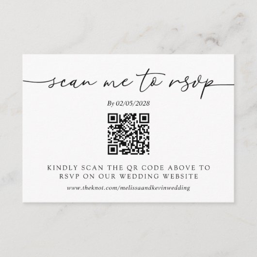 D'accompagnement Carte de réponse au code QR de RSVP de mariage (Devant)